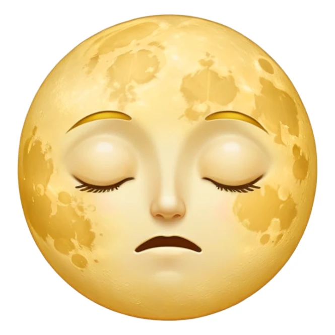 full yellow moon with sleepy drowsy face with closed eyes sticker