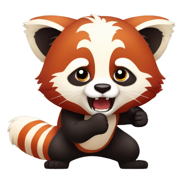 Red panda clenches his fist and is angry sticker