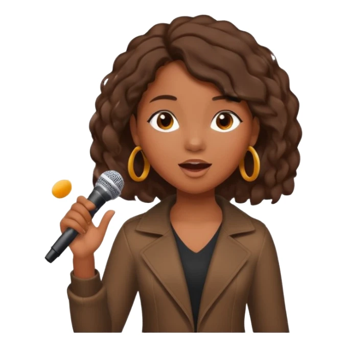 African American girl singing with microphone in her hand Abe music notes everywhere floating around sticker