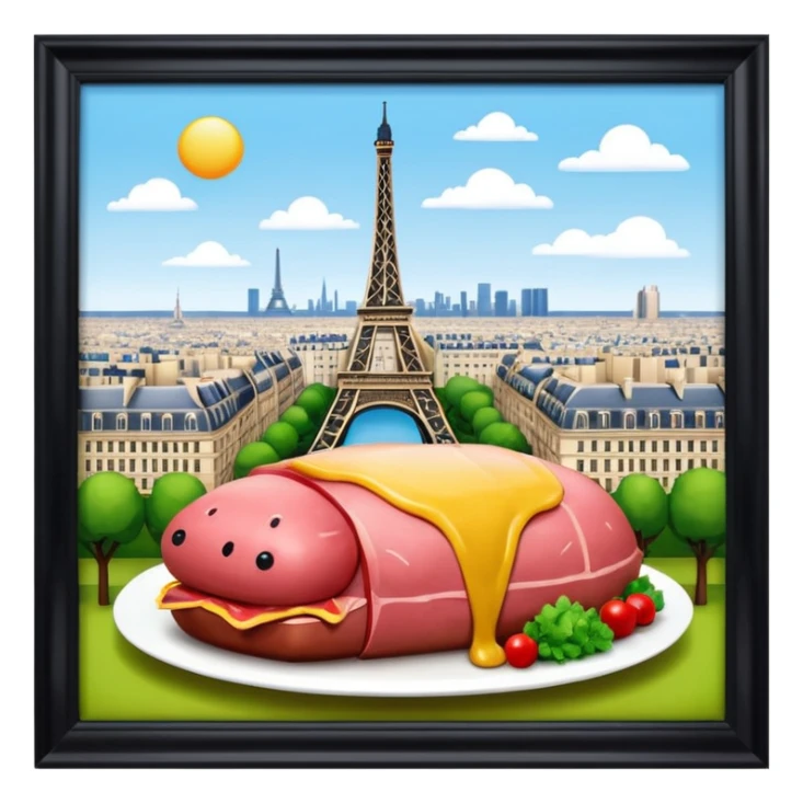  paris city SPAM meat jeff koons style sculpture arty landscape  sticker