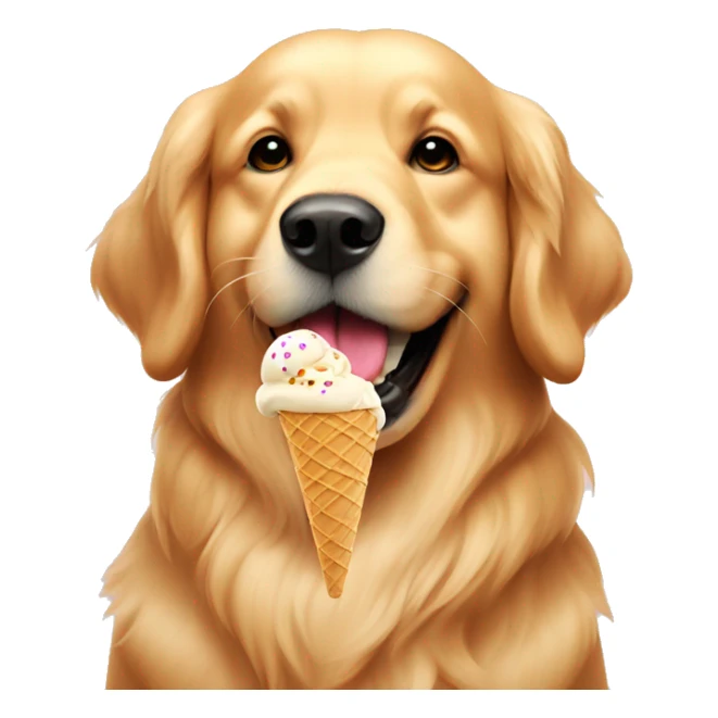 golden retriever eating ice cream  sticker
