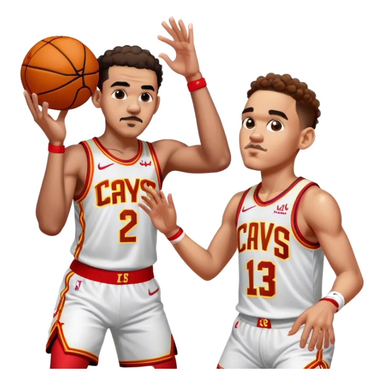 Trae young shooting a basketball with LeBron James  sticker