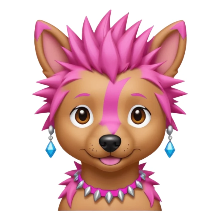 pink very spiky haired dog with earrings sticker