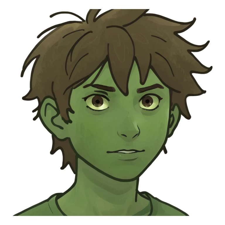 a teen boy with brown messy hair and brown eyes sticker