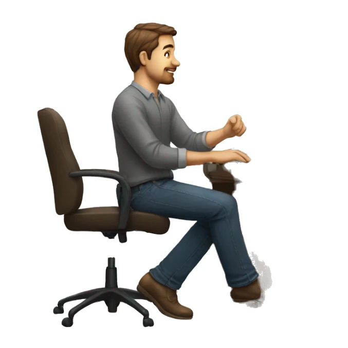 Guy sitting at desk but remove the chair and make the guy stand sticker