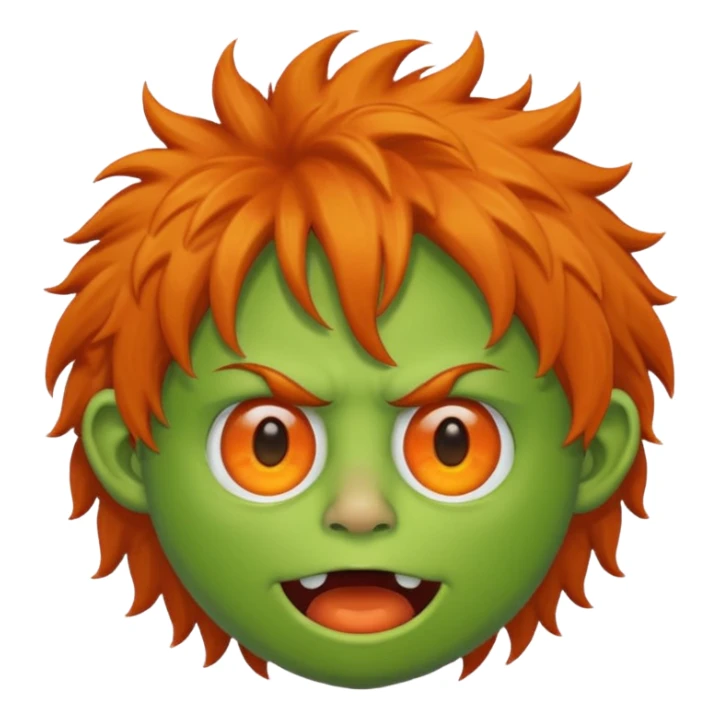green monster with orange nose and orange hair sticker