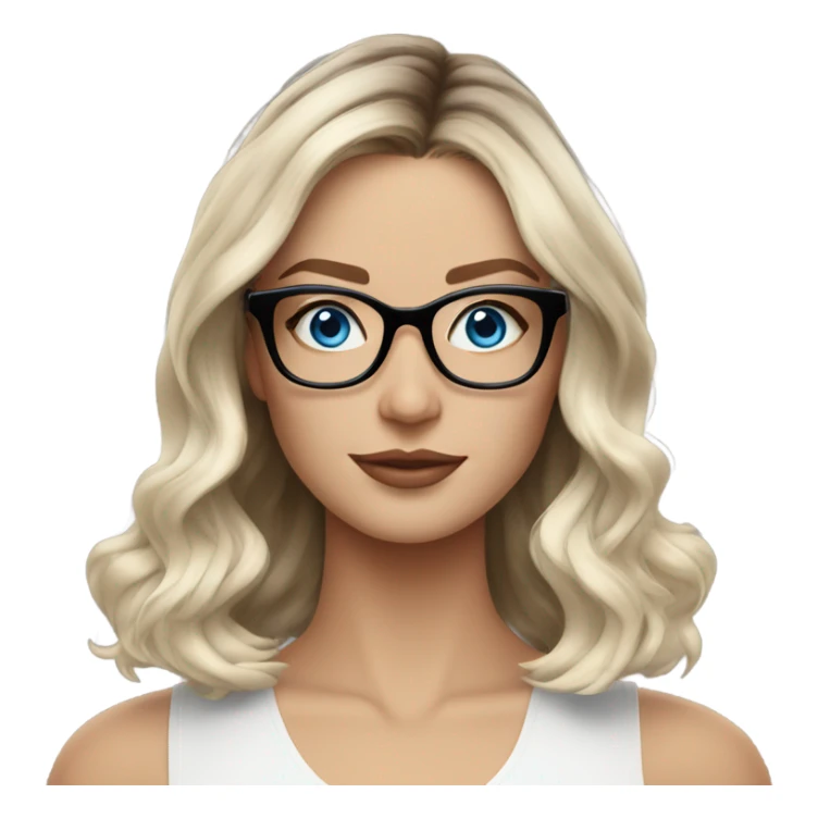 Shoulder length Balayage pale model lady with glasses and blue eyes  sticker
