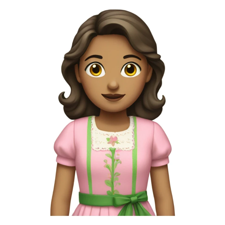 Pink and green cottage girl brunnette sticker