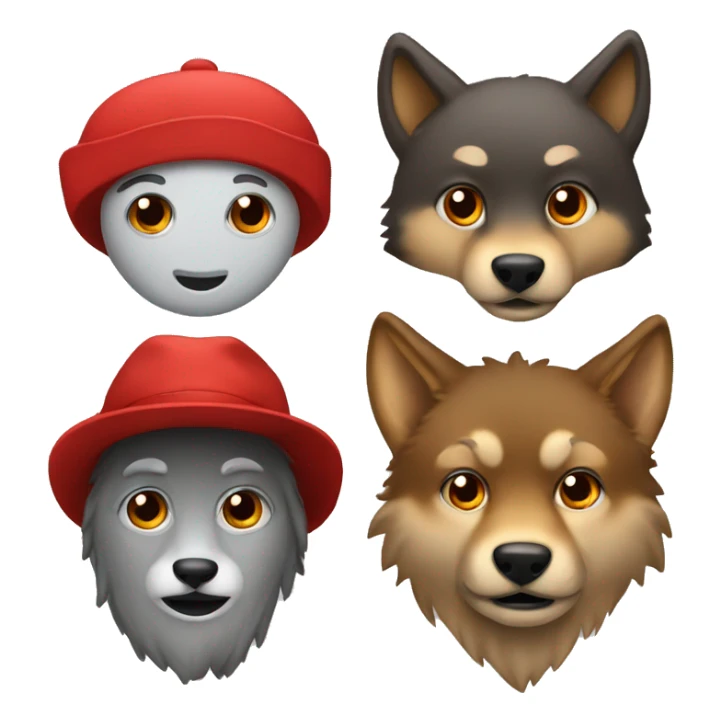 red b emoji with a wolf emoji and a hat emoji sticker