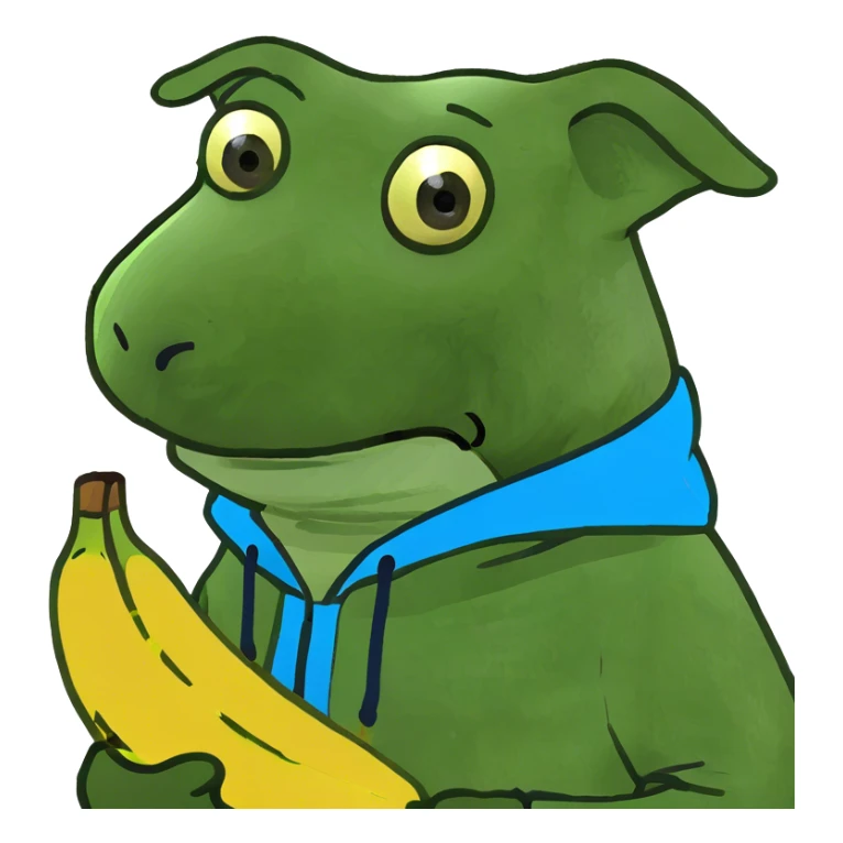 Dog with a banana in a raincoat sticker