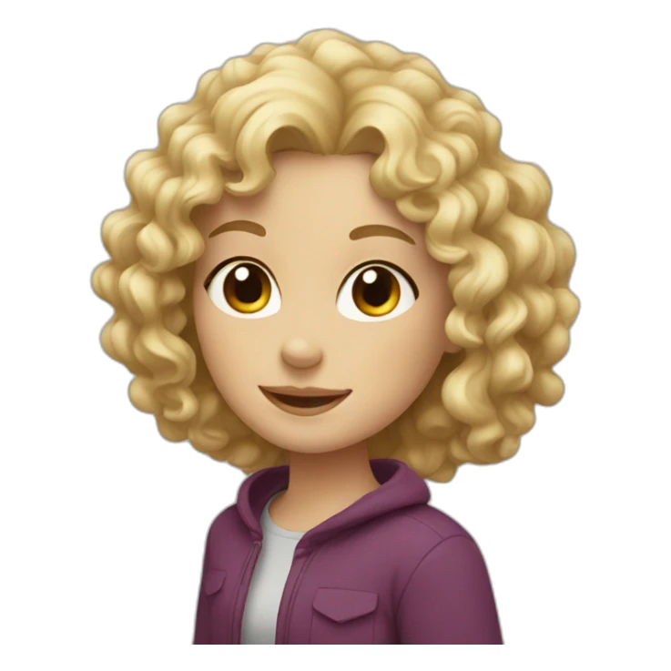 blonde girl with curly hair in barcelona sticker