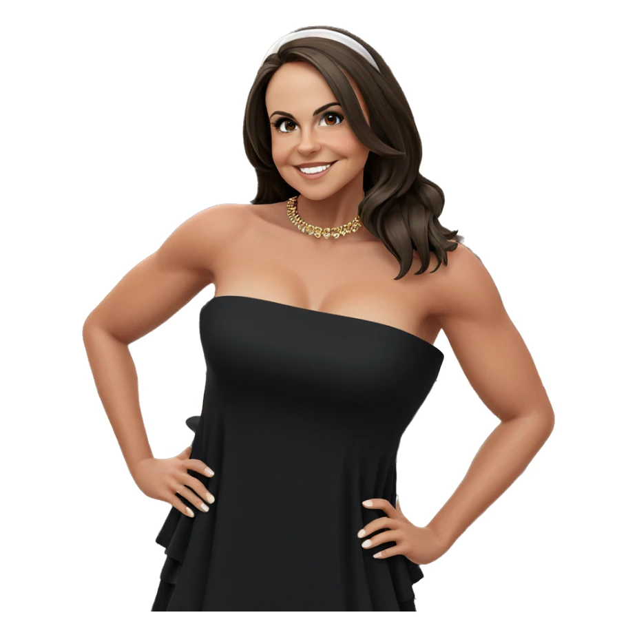 smiling girl in black dress sticker