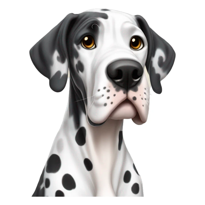 Merle Great Dane and black & white cat with black spot on nose sticker