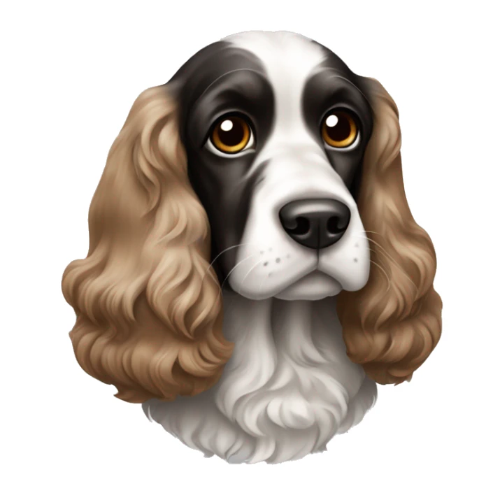 Englisch Cocker Spaniel dog with colour black White and Brown, he has black ears  sticker