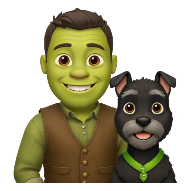 Shrek with a miniature black schnauzer sticker