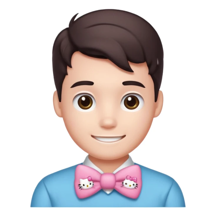 Handsome guy emoji like round IOS emoji more handsome plus hello kitty cute boy sticker