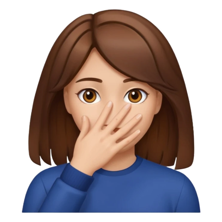 woman with brown hair covering her face completely with her hand  sticker