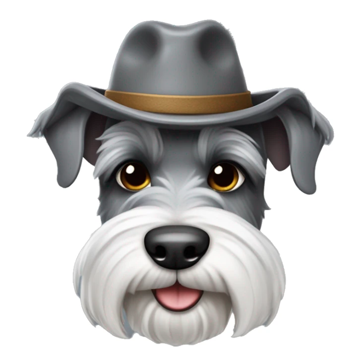 crea un perro schnauzer gris con un sombrero sticker