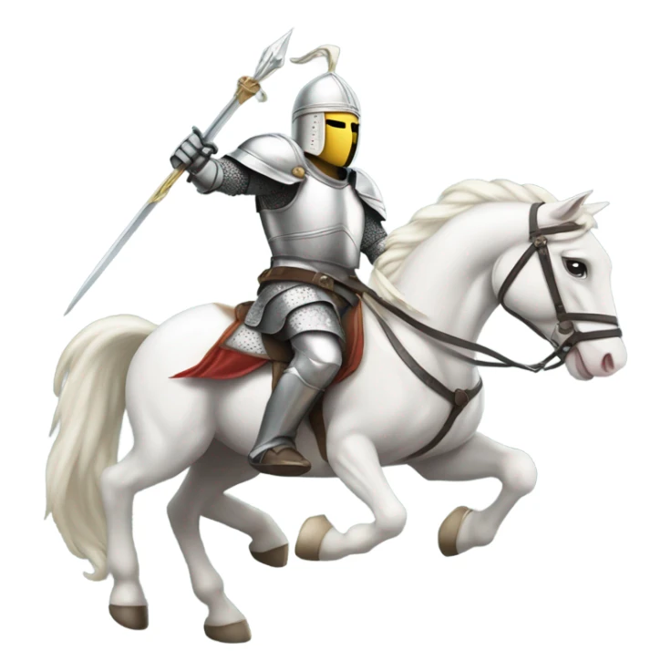 White knight on a horse charging with lance sticker