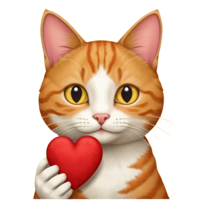 Male cat holding heart and flower sticker