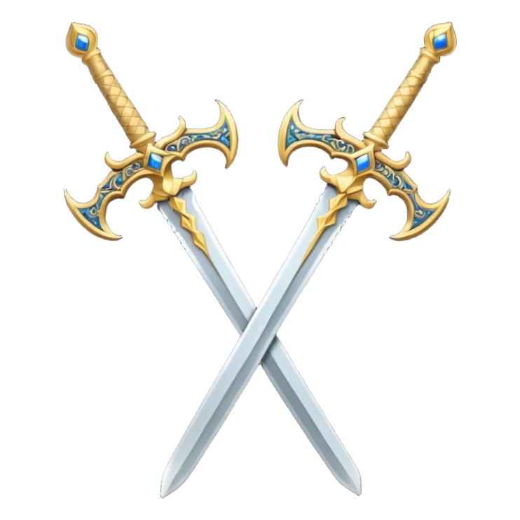 Two Golden royal swords with gold blades and gold handel sticker