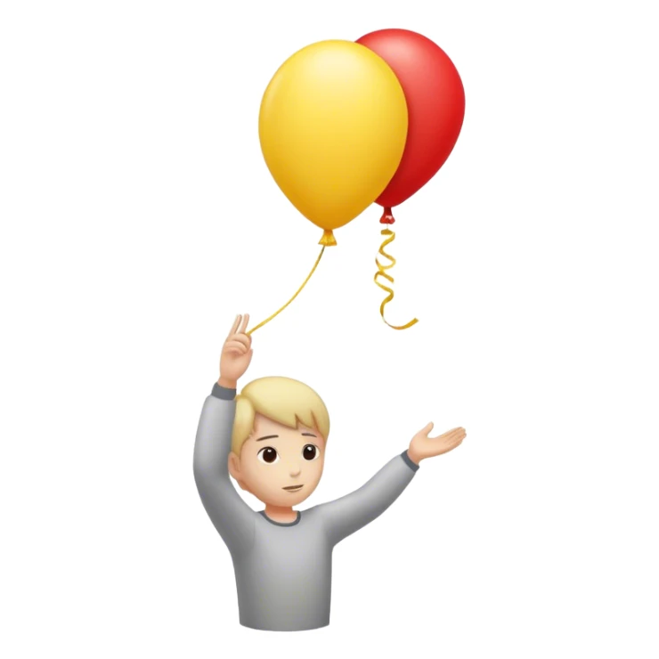 letting go of a yellow red balloon hand  sticker