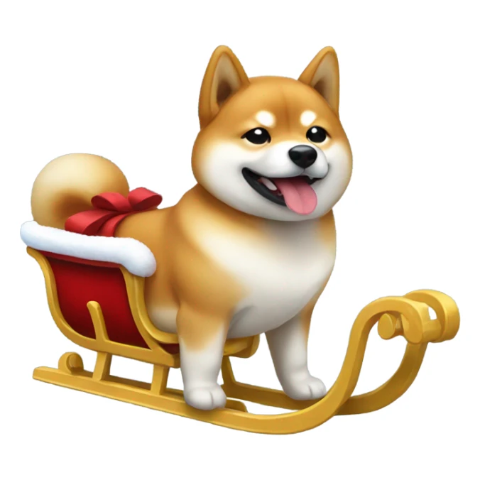 Shiba Inu on sleigh sticker