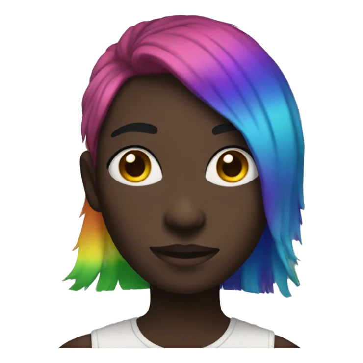 gay with rainbow hair, rainbow eyes, black skin sticker