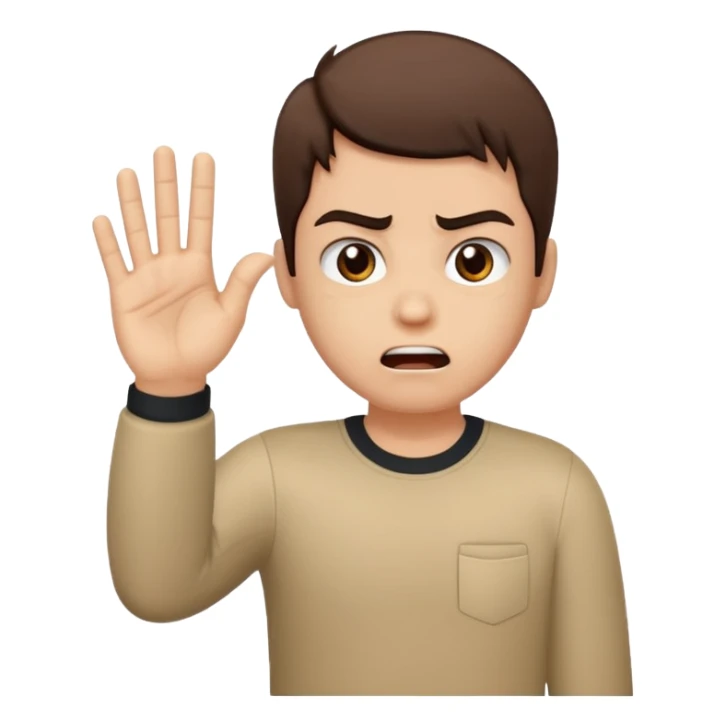 kinda mad and had a palm up like talk to the hand sticker