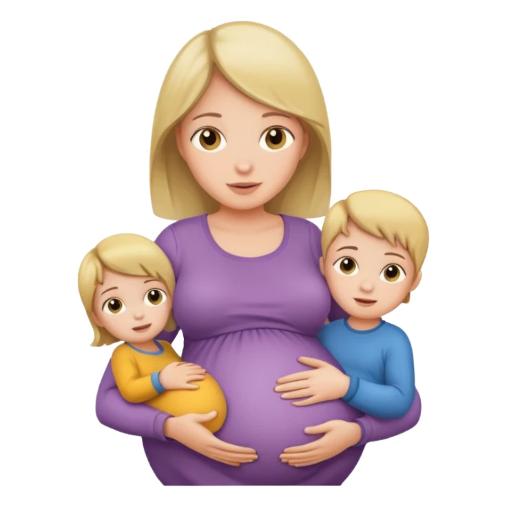 pregnant girl holding three children sticker