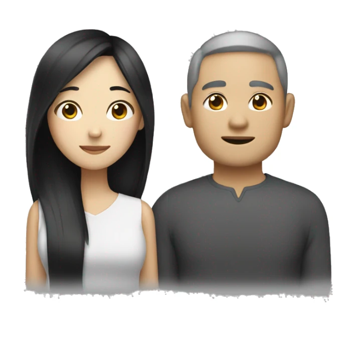 Asian girl with white man sticker