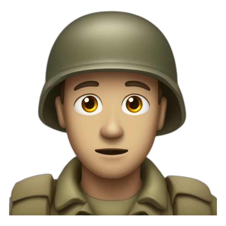 A world war two era soldier staring into the distance, clearly traumatized  sticker