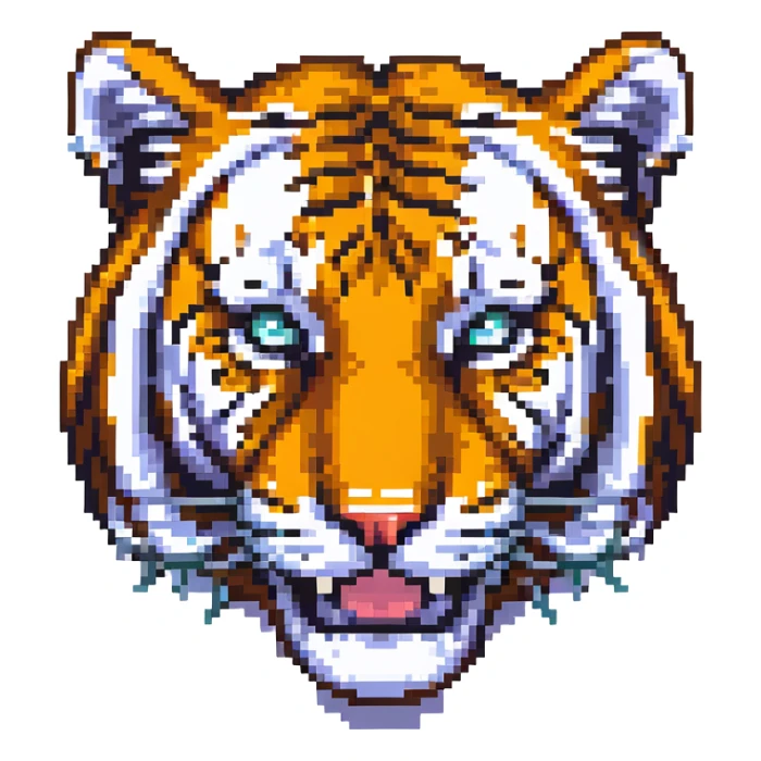 retro pixel art tiger face for Twitch emote sticker