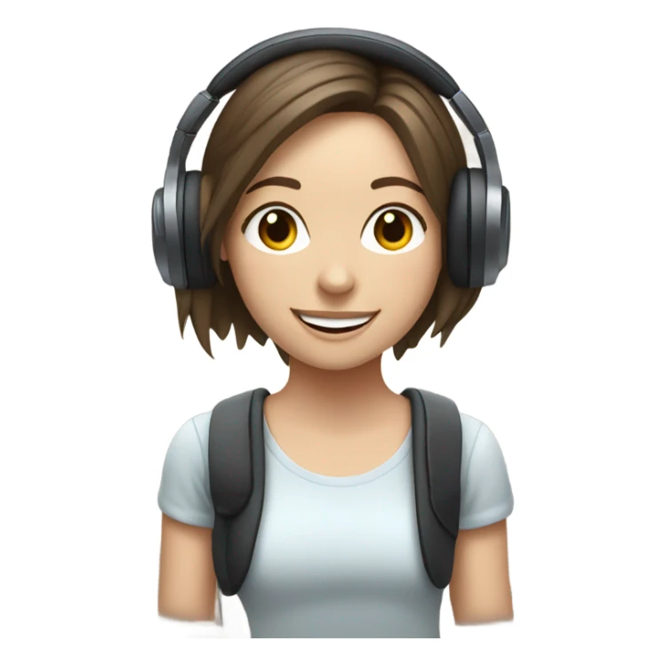 White brunette girl listening to music sticker