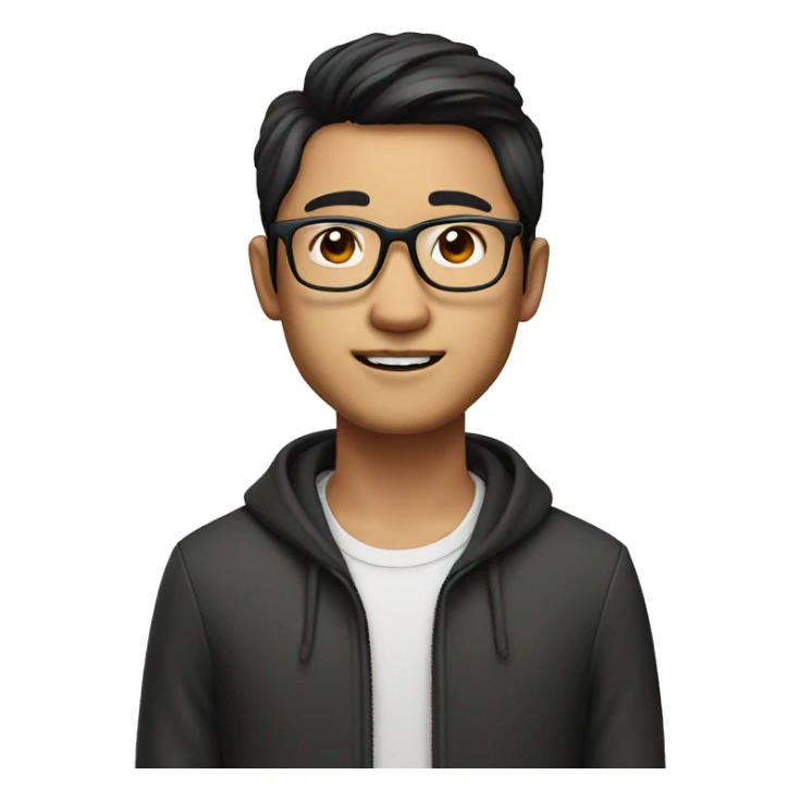 memoji, portrait, asian, glasses smart guy, 25 years old, designer sticker