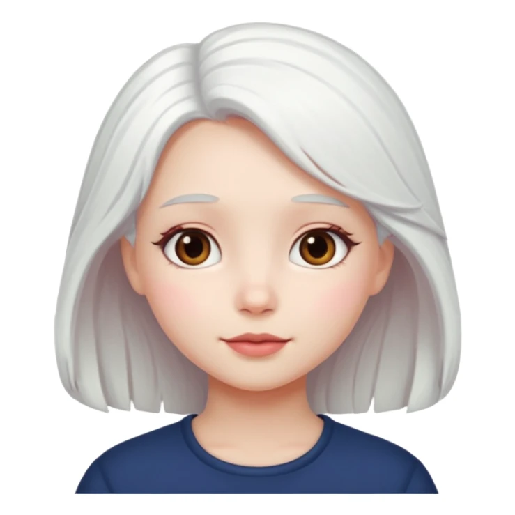 pure white hair, cute girl sticker