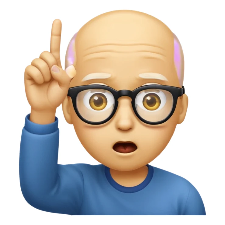 Generate a emoji head base with a shocked expression with a finger pushing the glasses down a little bit make the glasses tipped and make the head full yellow with a slight tint at the top with no hair sticker