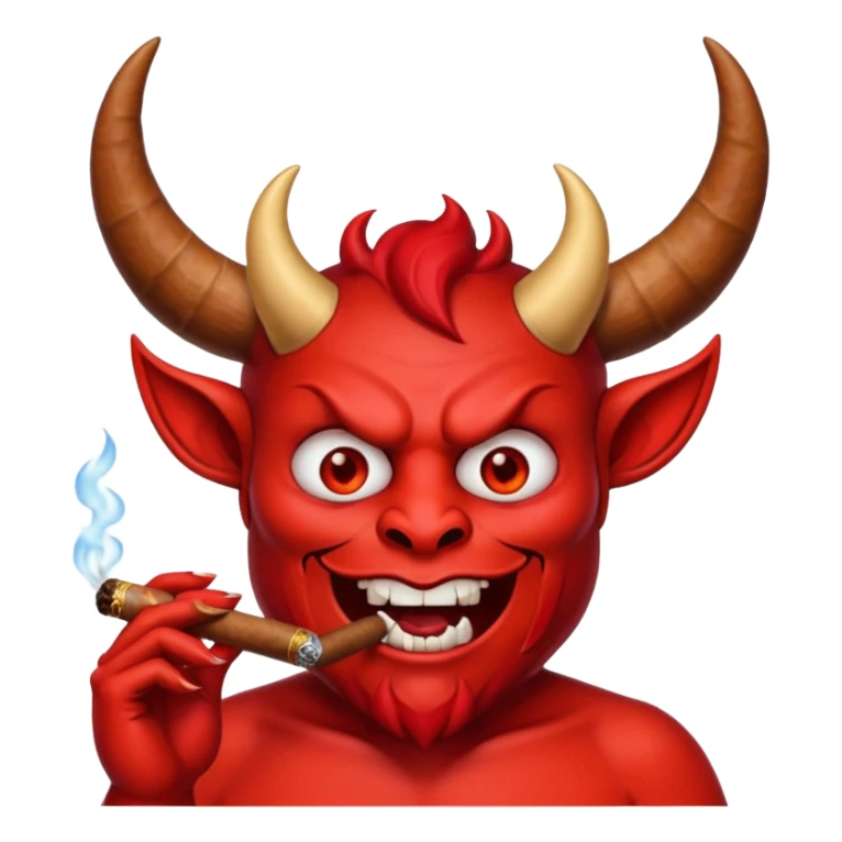 Emoji de diablo con sigarro en la boca sticker