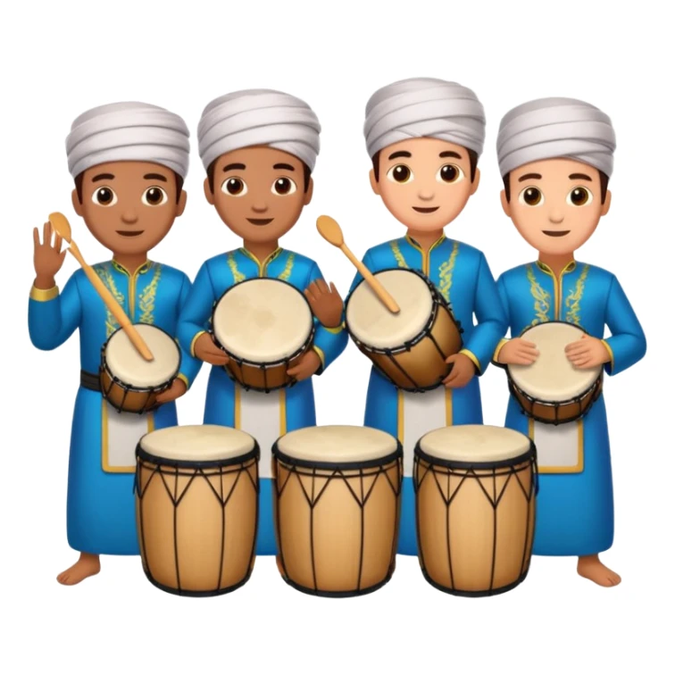 group of friends with drums, celebrating sahur before sunrise, festive mood sticker