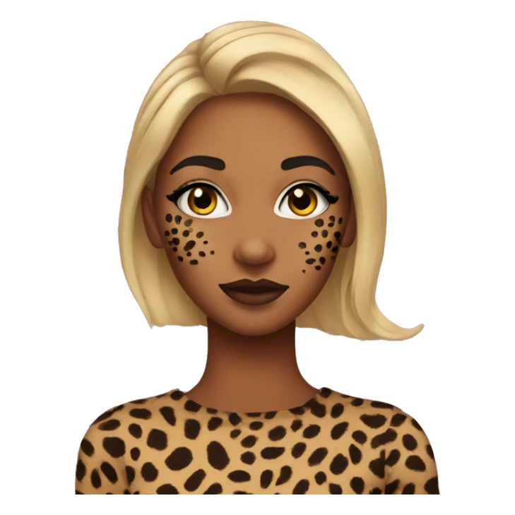 a girl with cheetah print makeup on her face sticker