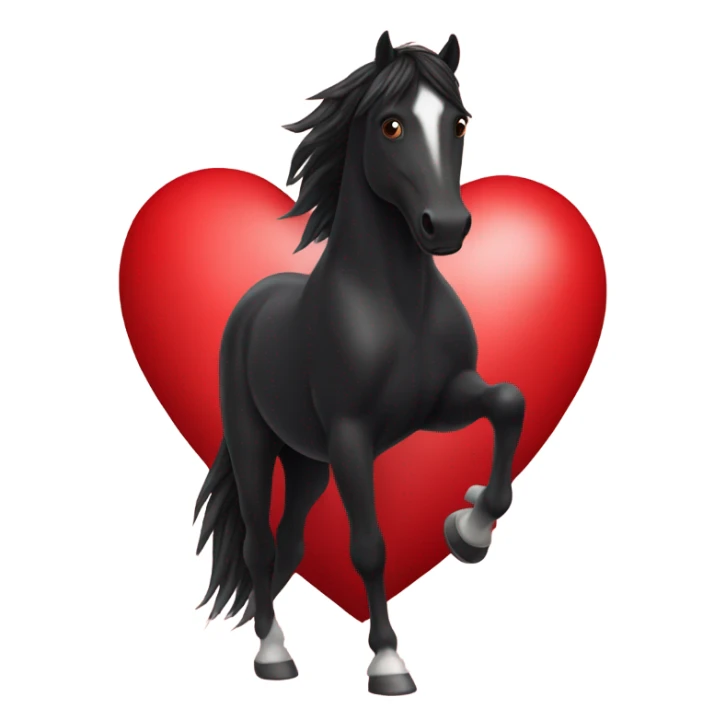 Black Horse centered within a red heart sticker