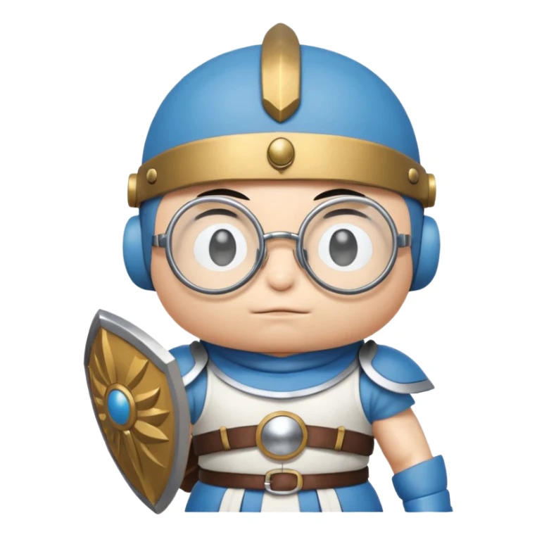 Doraemon, wearing gladiator cloth, big round glassed sticker