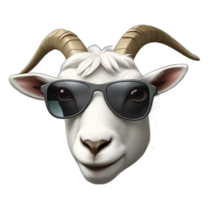 cool goat with sunglasses climbing on gray rock sticker
