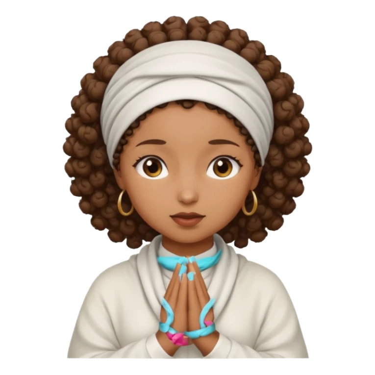 Curly hair Black women praying sticker