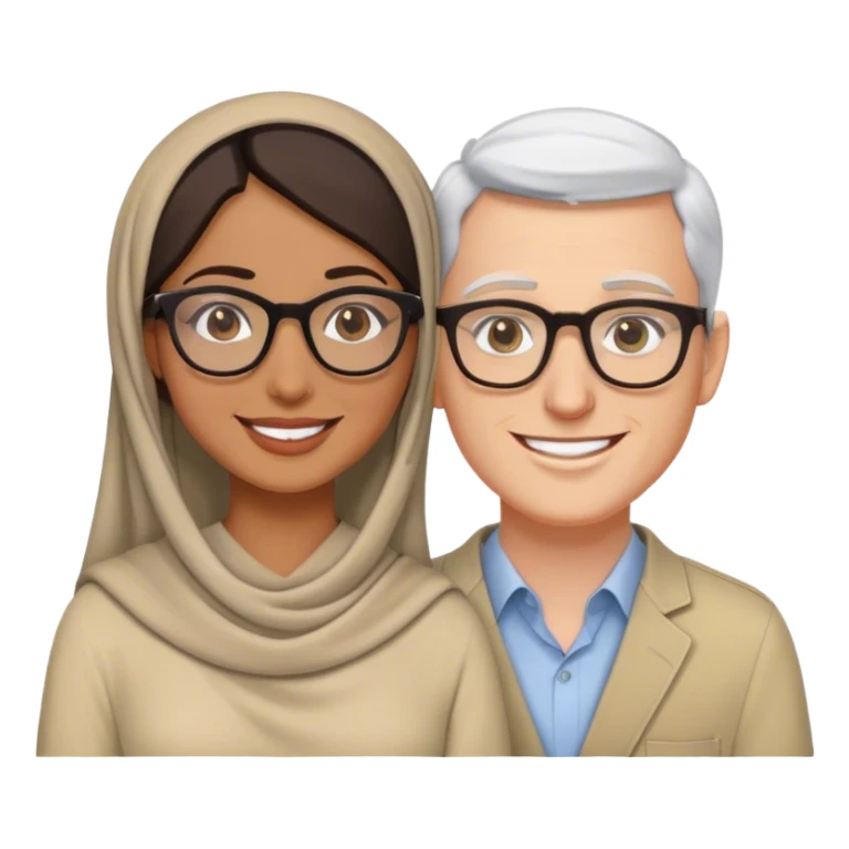 Arab woman white man with glasses sticker