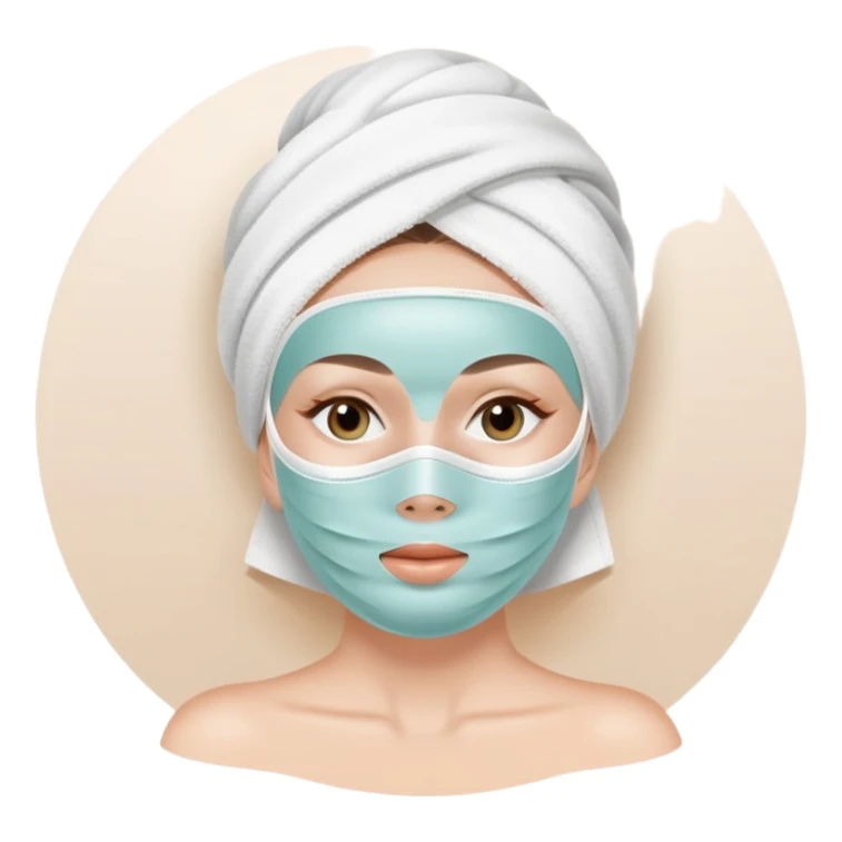 white Lady with face mask spa beauty full face relaxing sticker