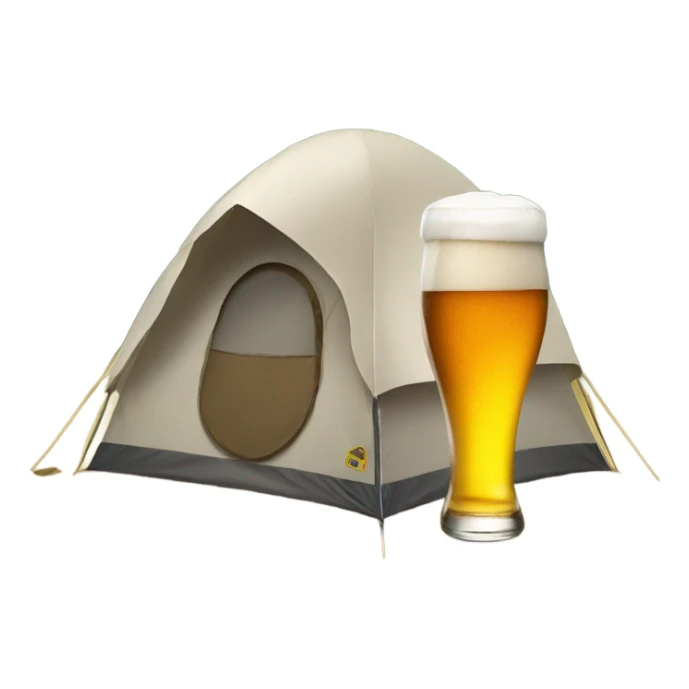 Beer in front of a camping tent sticker