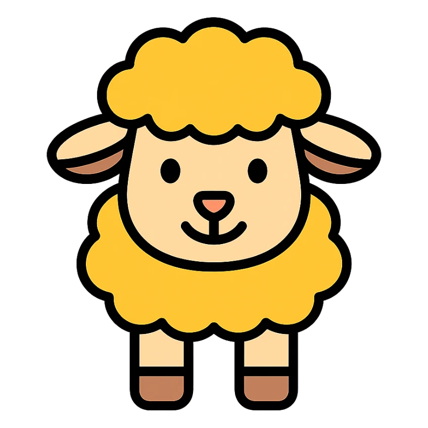 color outline icon of a friendly lamb sticker