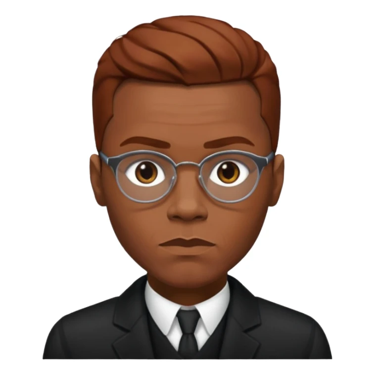 Malcolm X with reddish brown hair, dark brown outfit  sticker