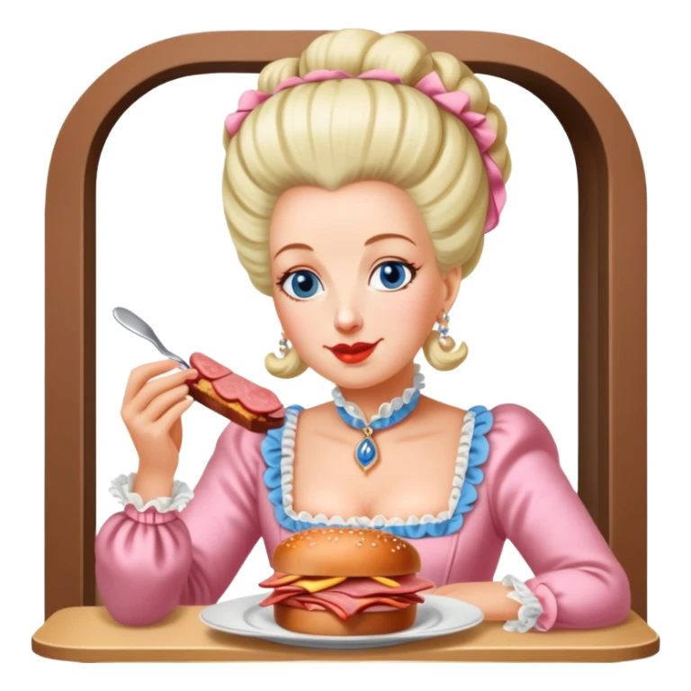 marie antoinette eating spam meat at cafe sticker